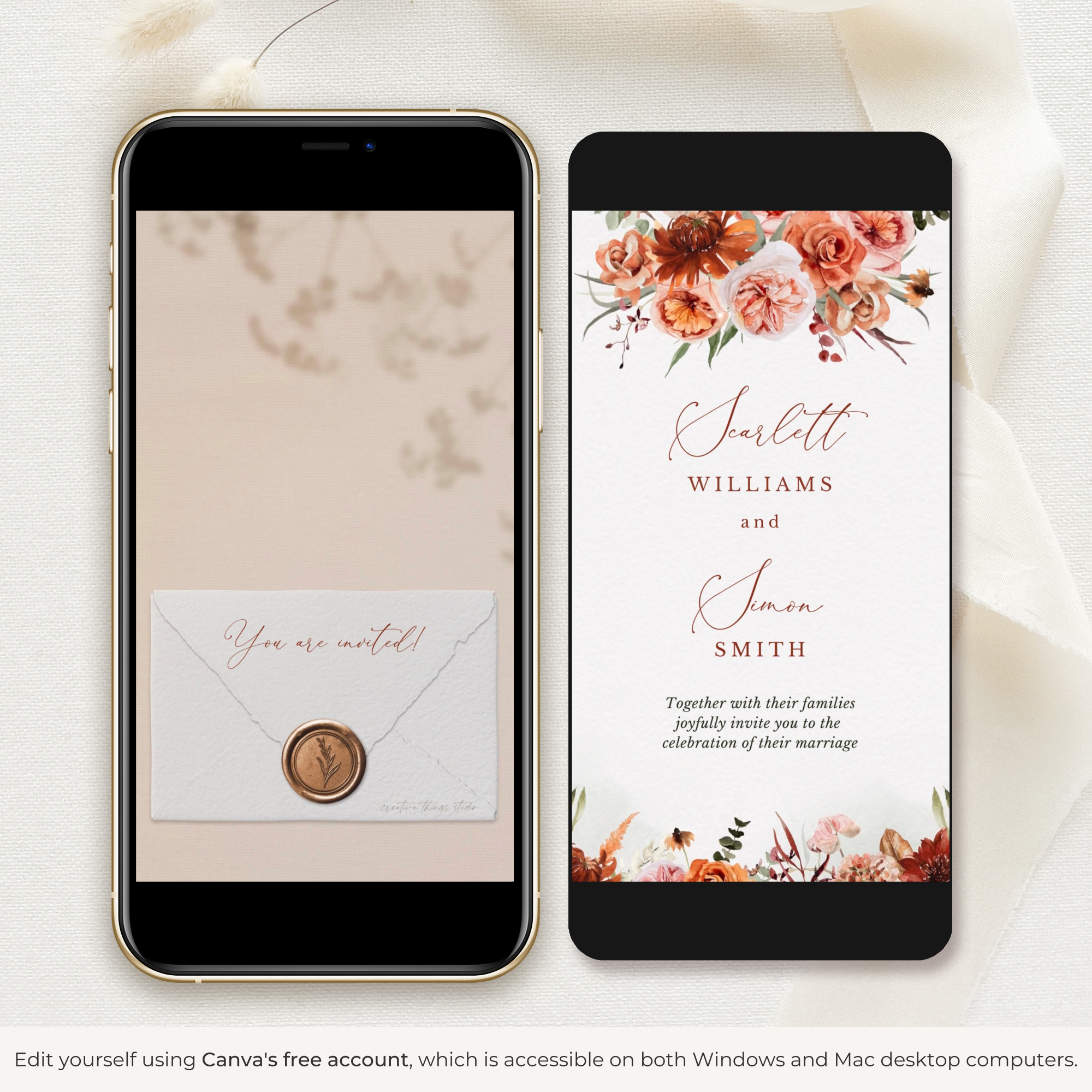 SCARLETT Boho Wedding Invitation Video Template