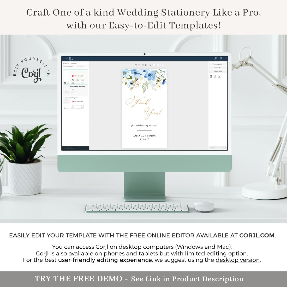 AZZURRA Printable Wedding Favour Tags