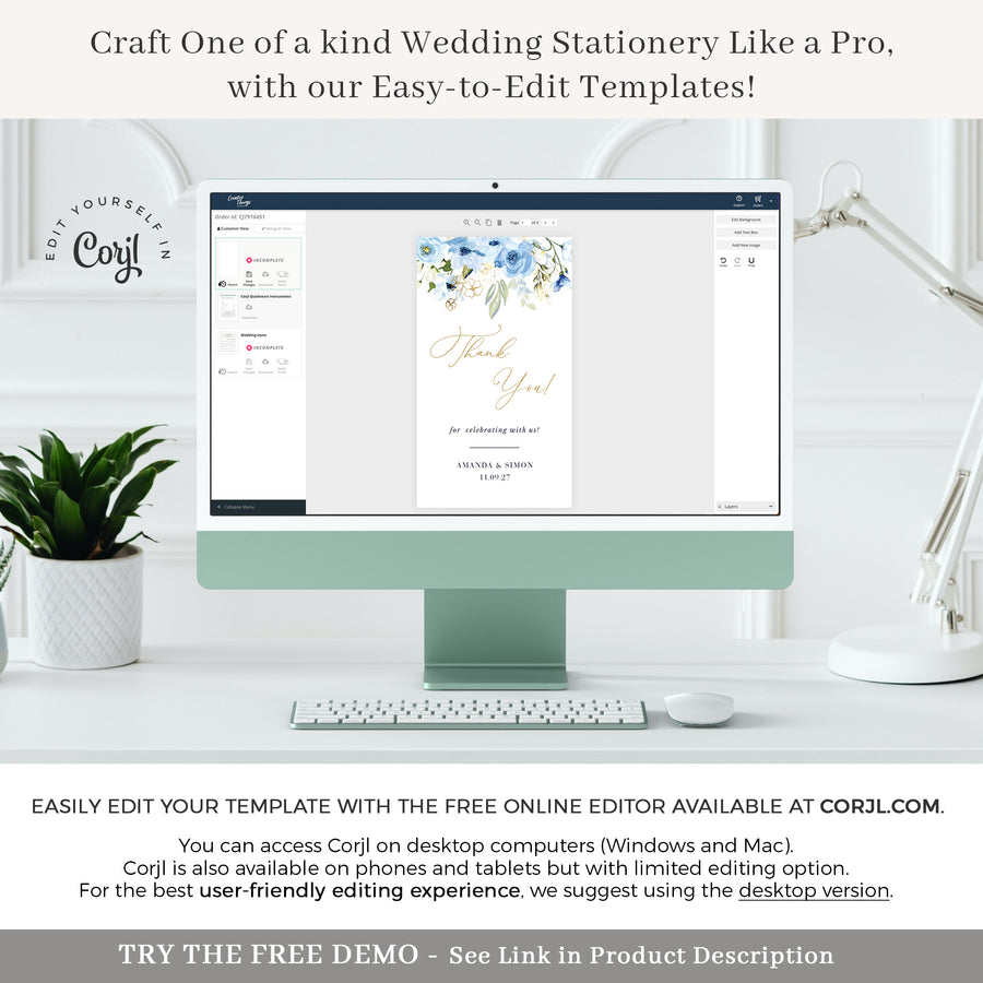AZZURRA Printable Wedding Favour Tags