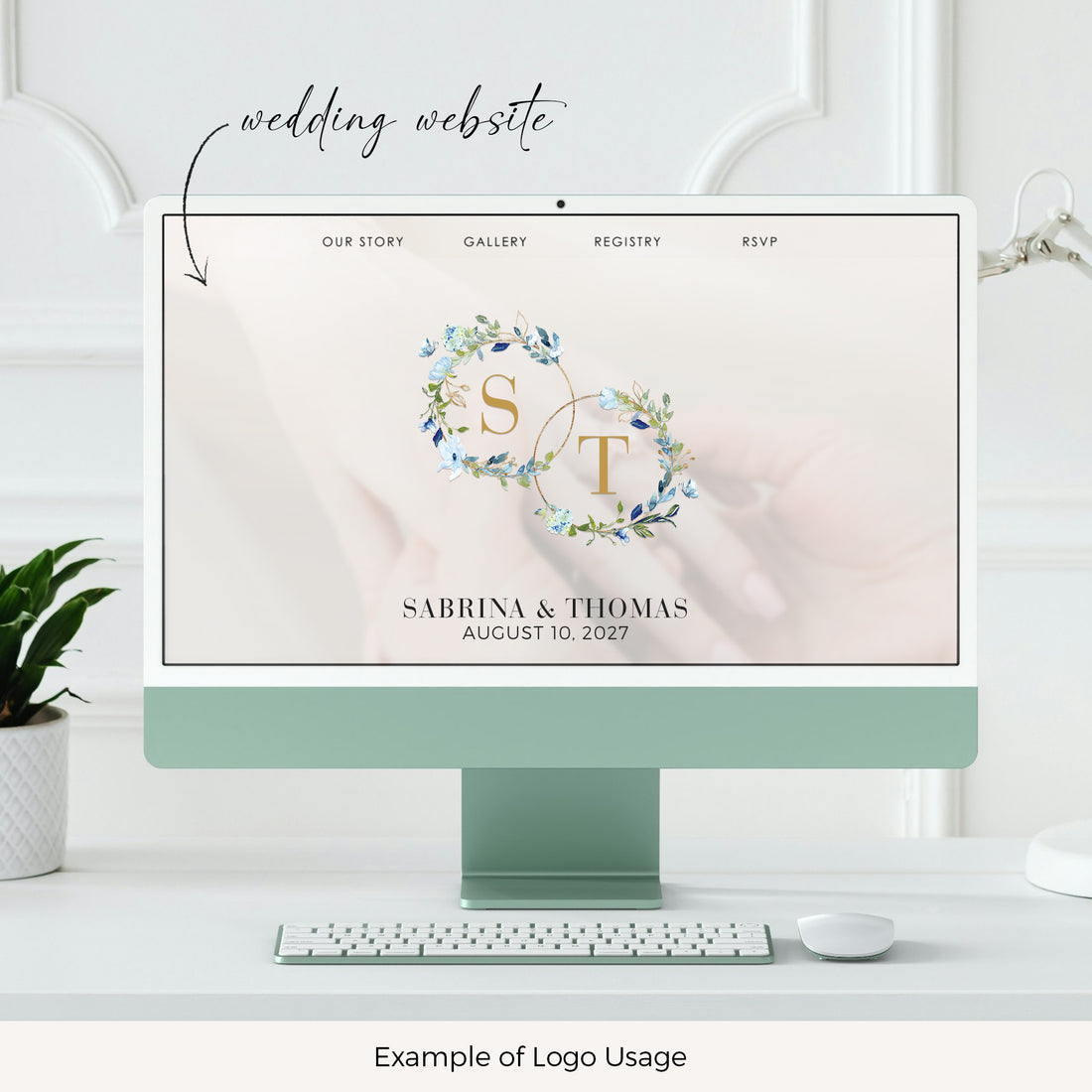 AZZURRA Floral Wedding Logo Template