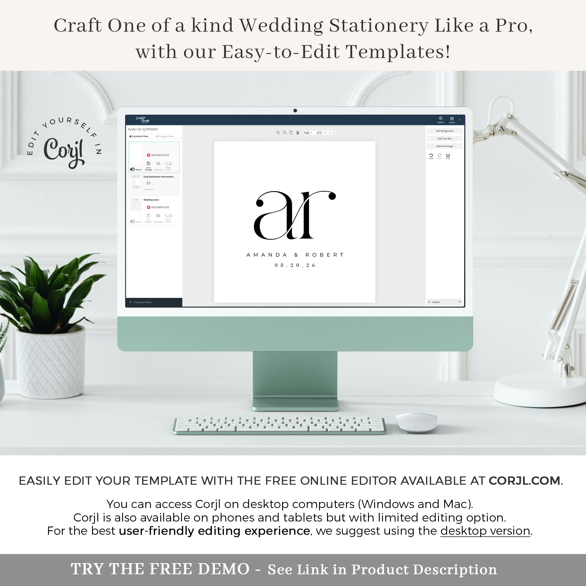 AMANDA - Initials Wedding Logo