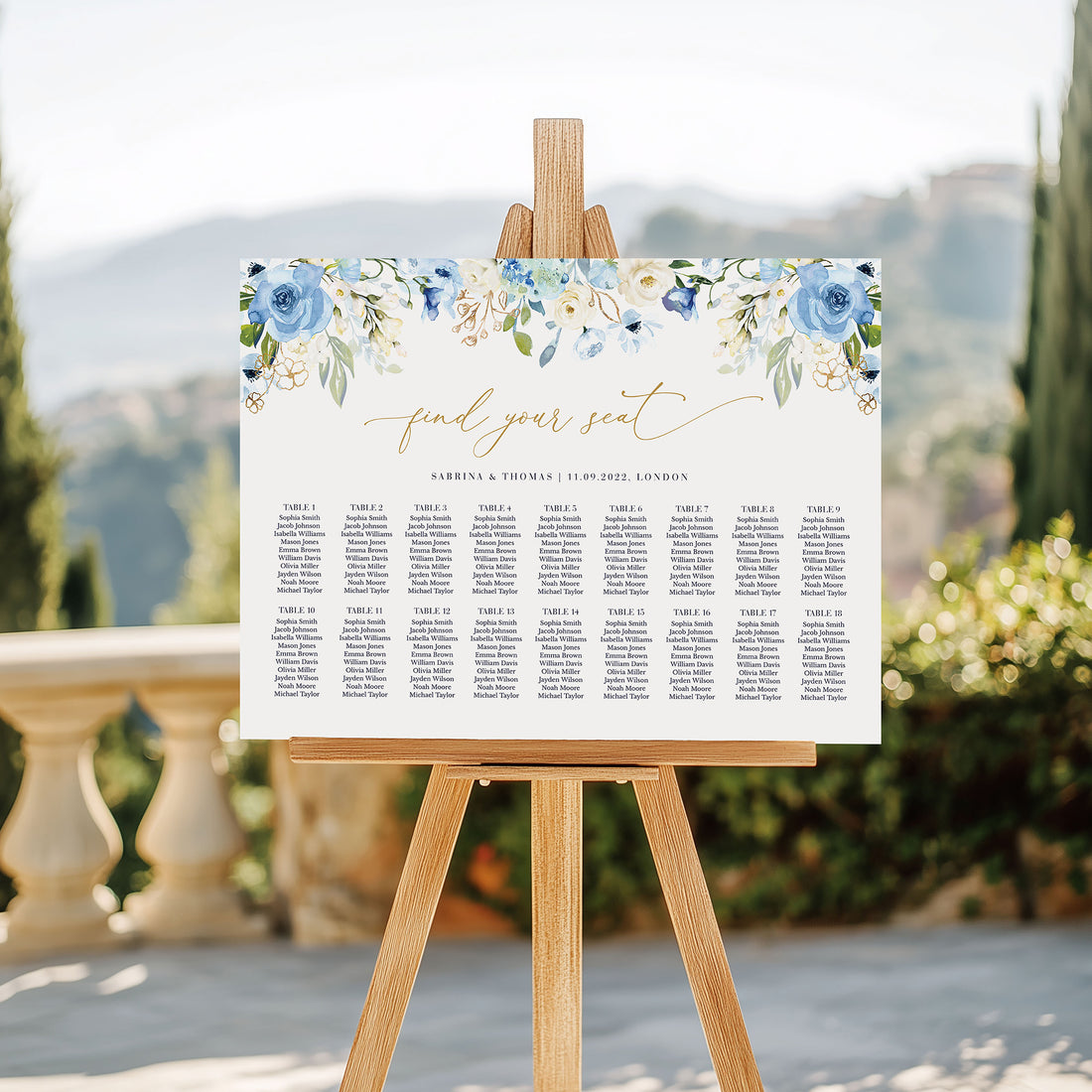 AZZURRA Printable Seating Chart Template