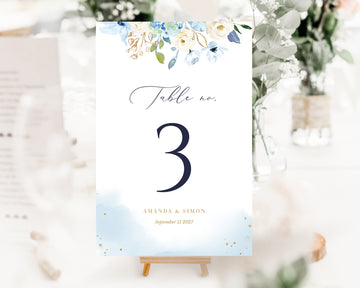 AZZURRA Printable Table Numbers for Wedding