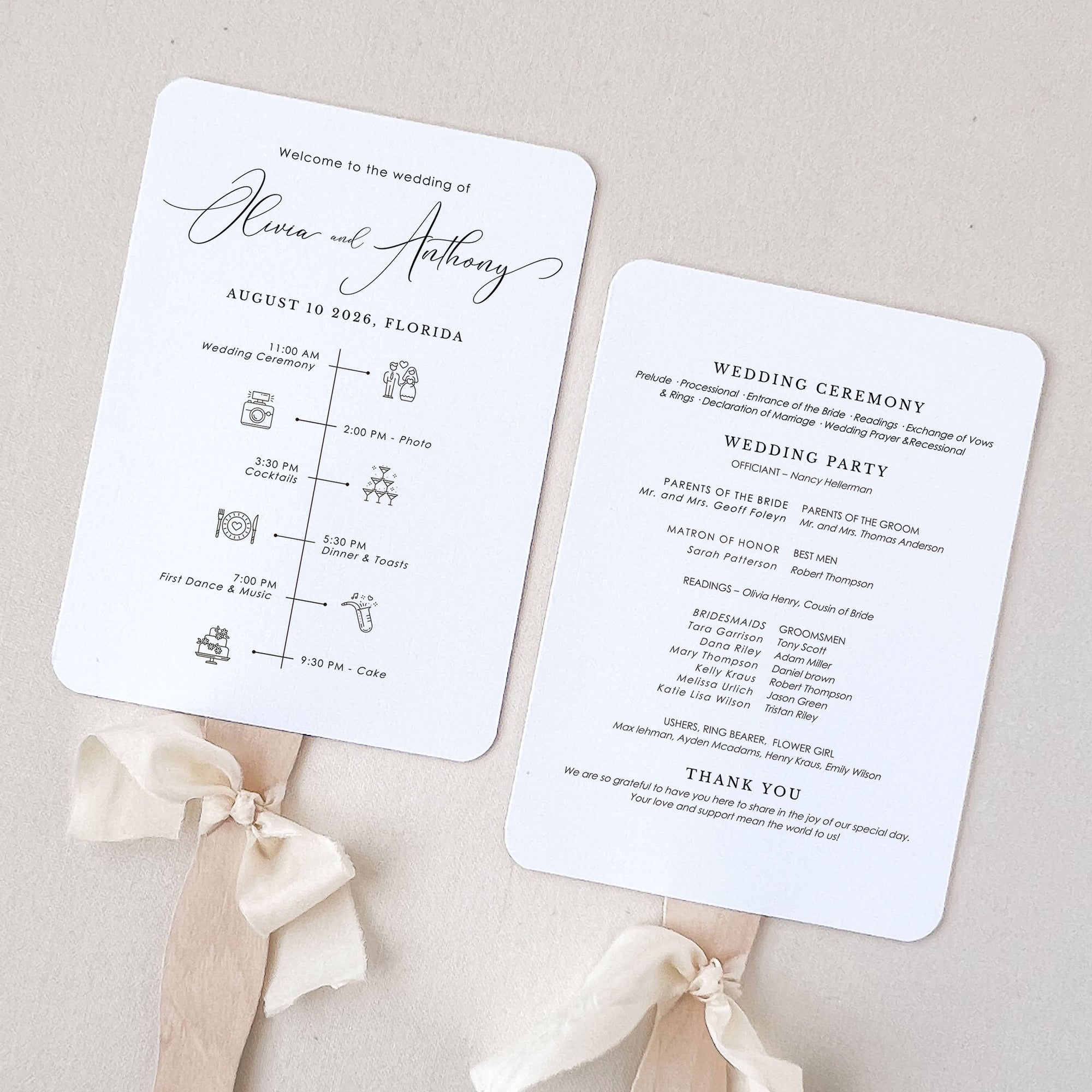 Elegant Wedding Program Fan Templates – DIY In Just Few Min – Creative ...