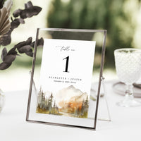 ARNA Fall Mountain Wedding Table Numbers Printable