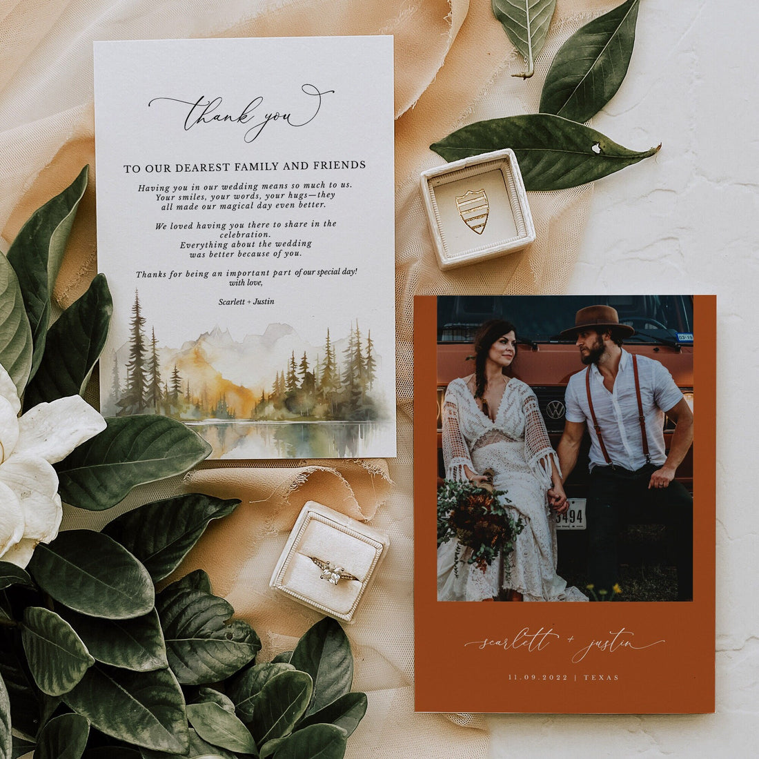 ARNA Fall Mountain Wedding Thank You Card Printable