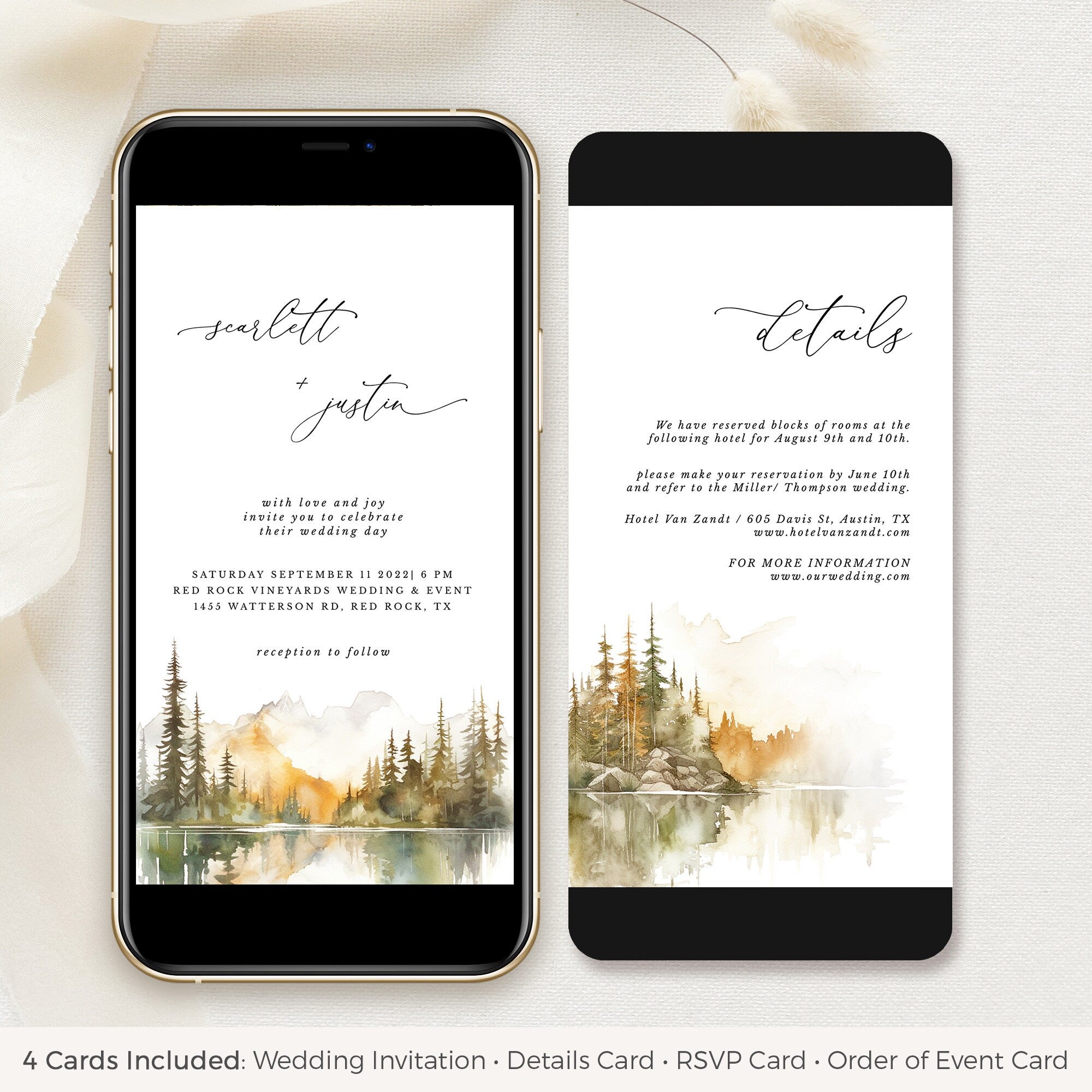ARNA Fall Mountain Wedding Invitation Digital