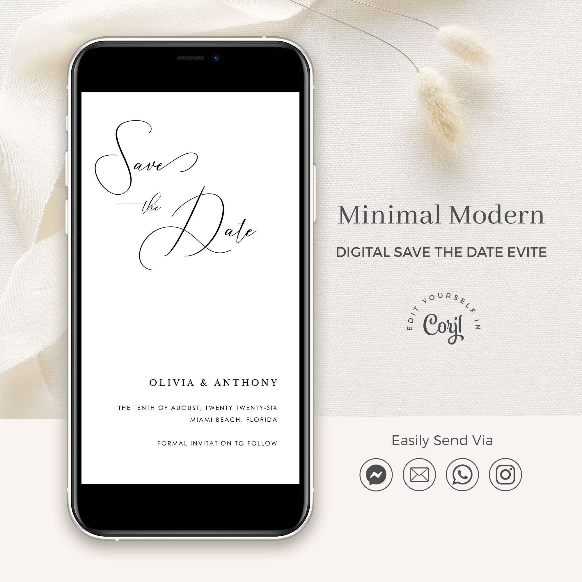 ELLA Minimal Electronic Save the Date