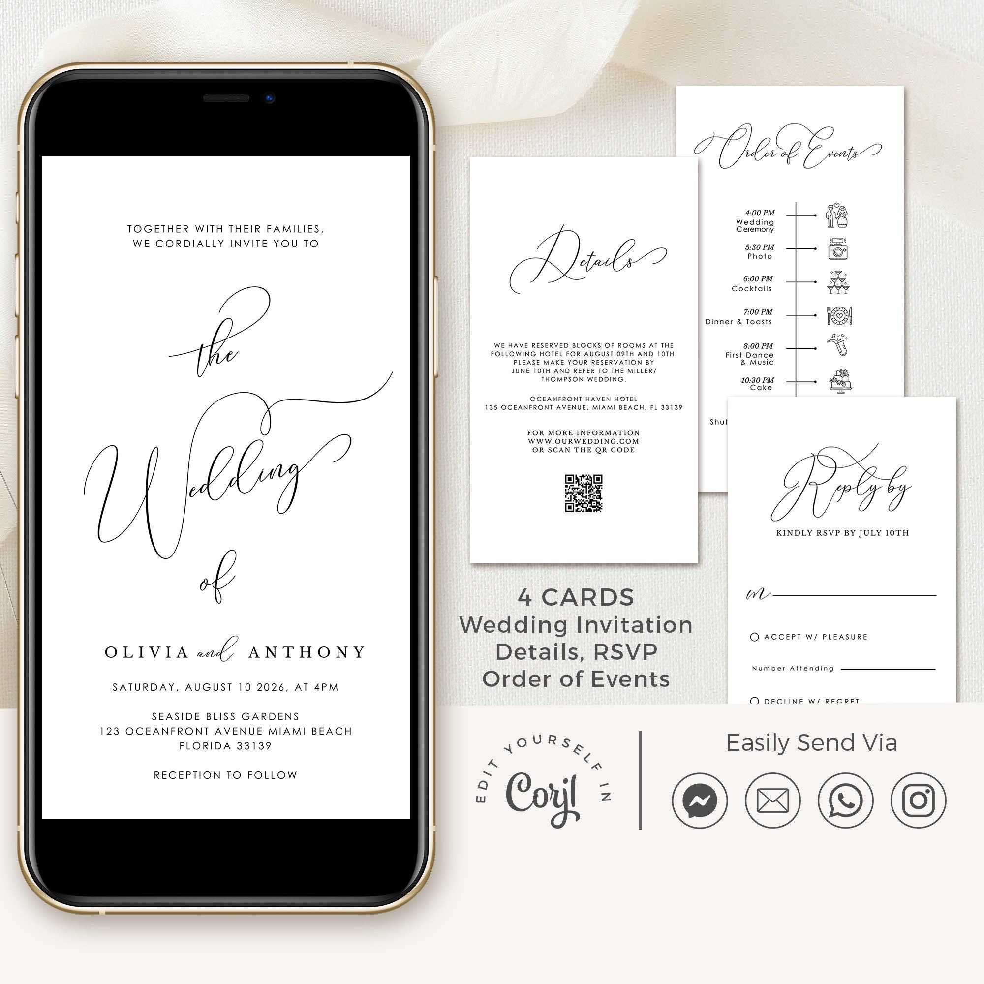 ELLA Digital Wedding Invitation with Rsvp