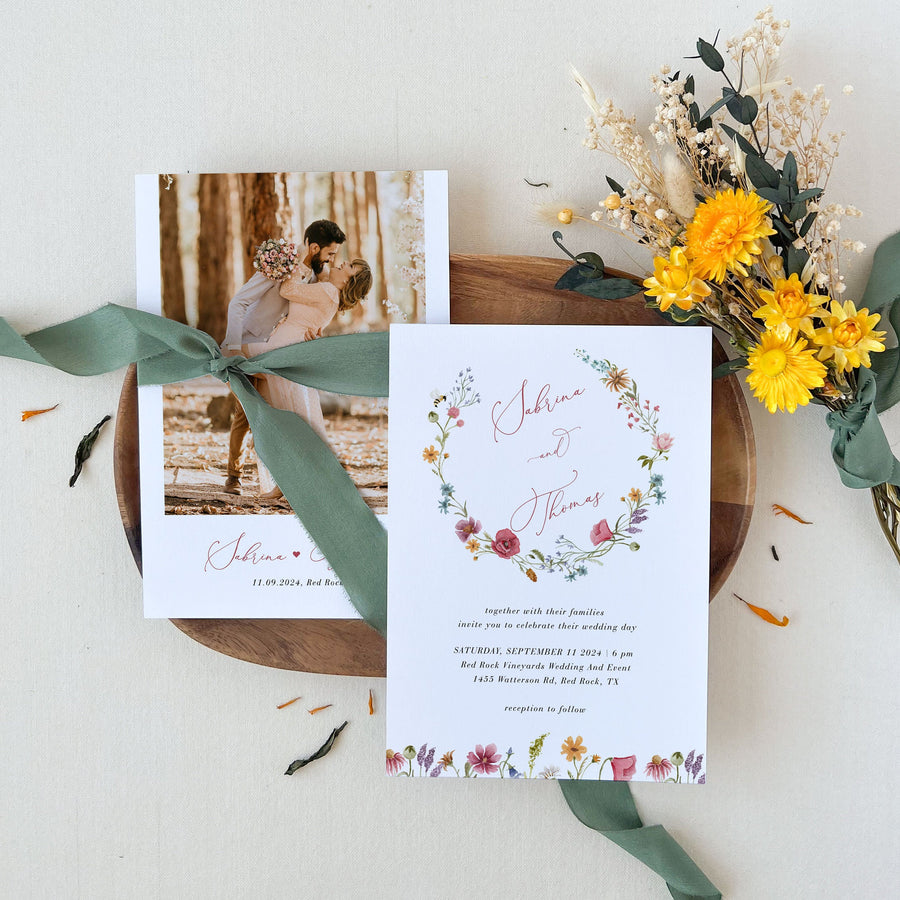 APRIL Wildflower Wedding Invitation Template