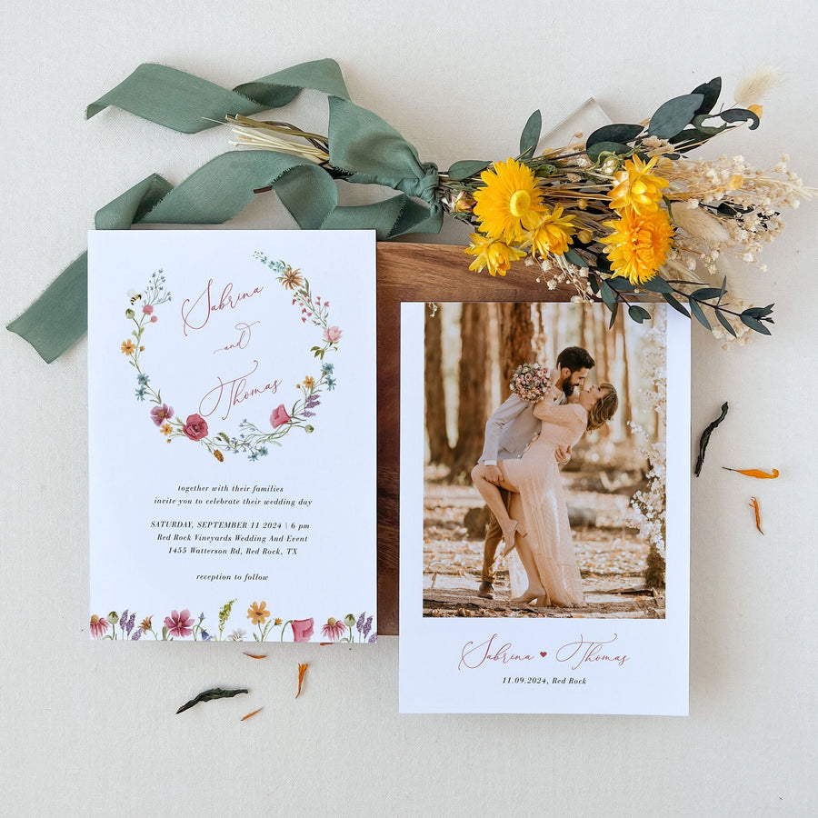 APRIL Floral Wedding Invitation Set Template