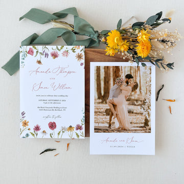 APRIL bright floral wedding invitation template