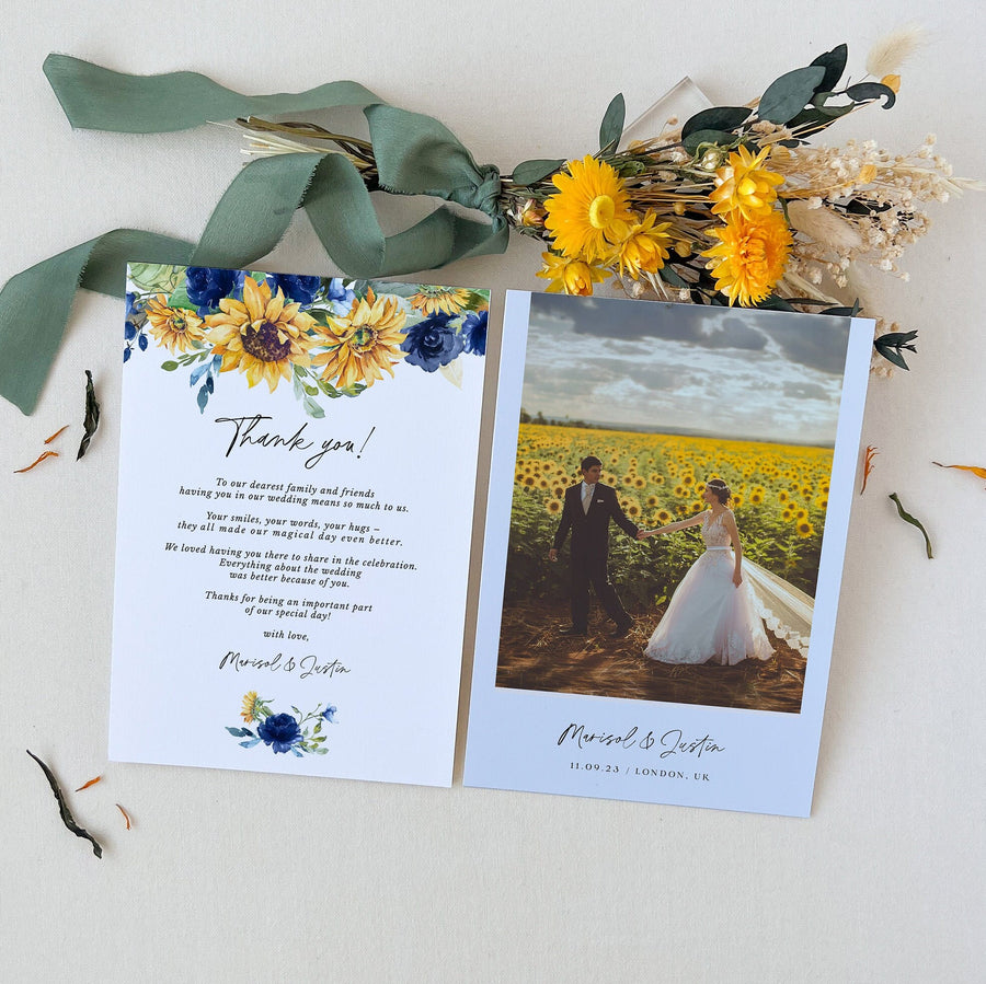 IVY Sunflower Wedding Thank You Card Template