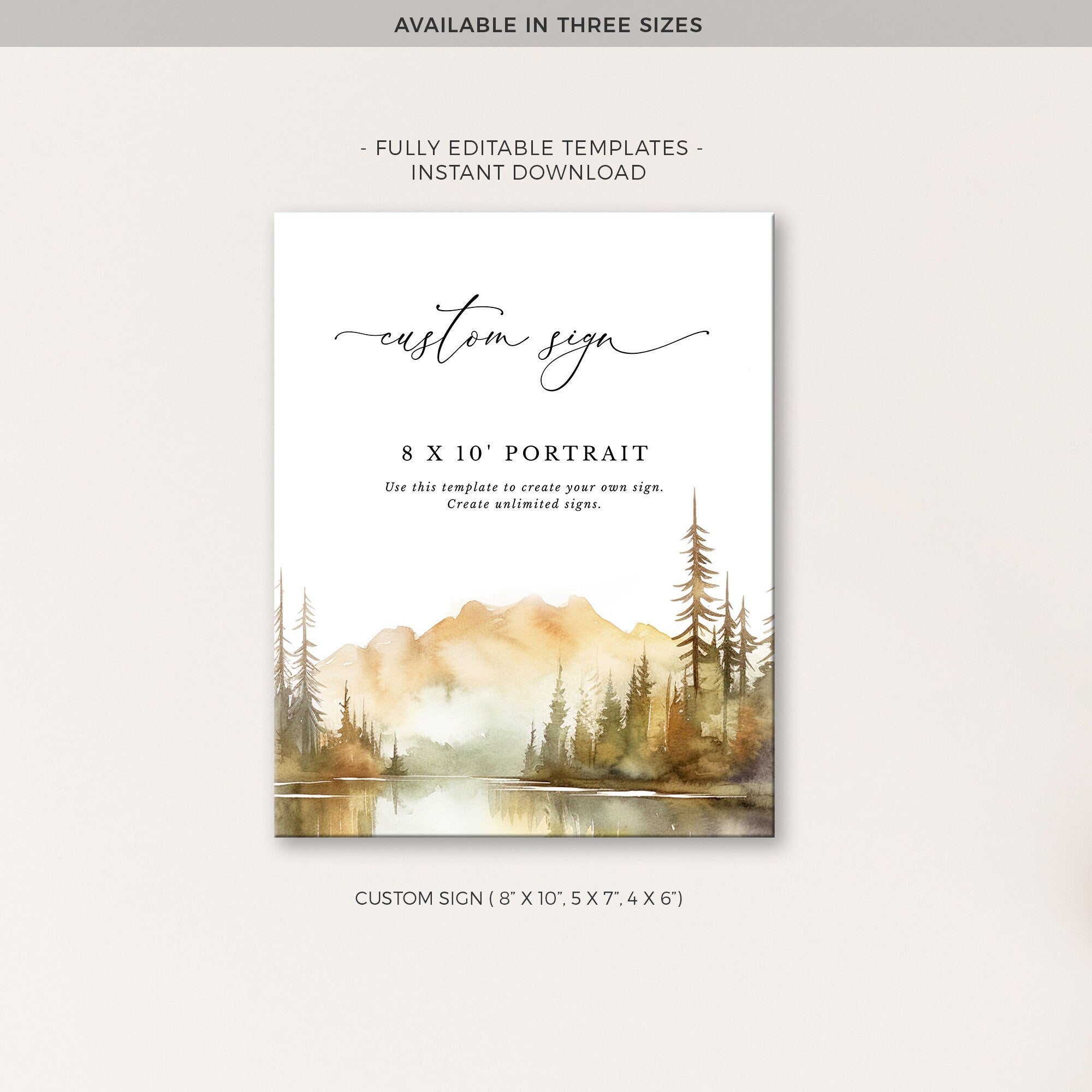 ARNA Fall Mountain Small Wedding Sign Template