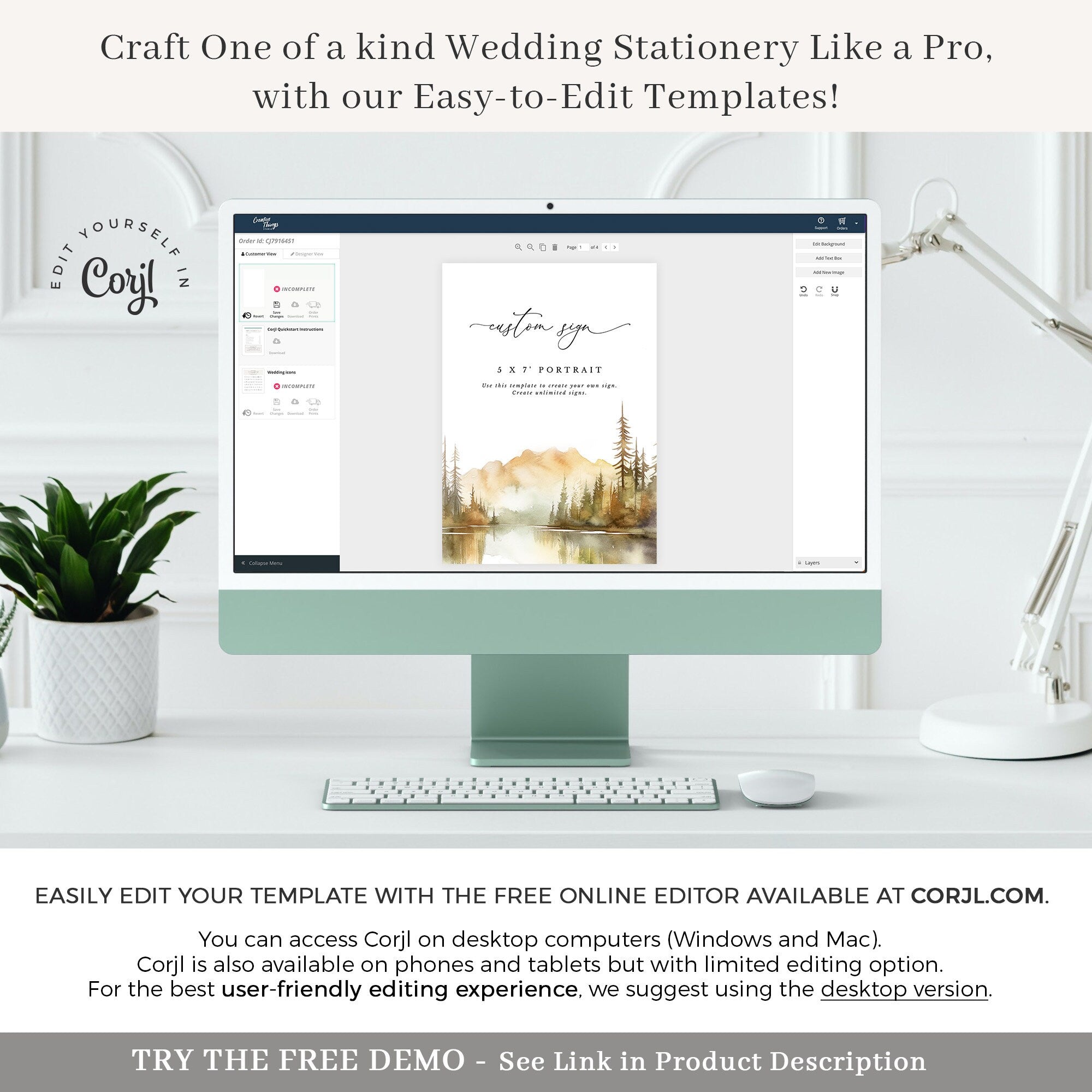 ARNA Fall Mountain Small Wedding Sign Template