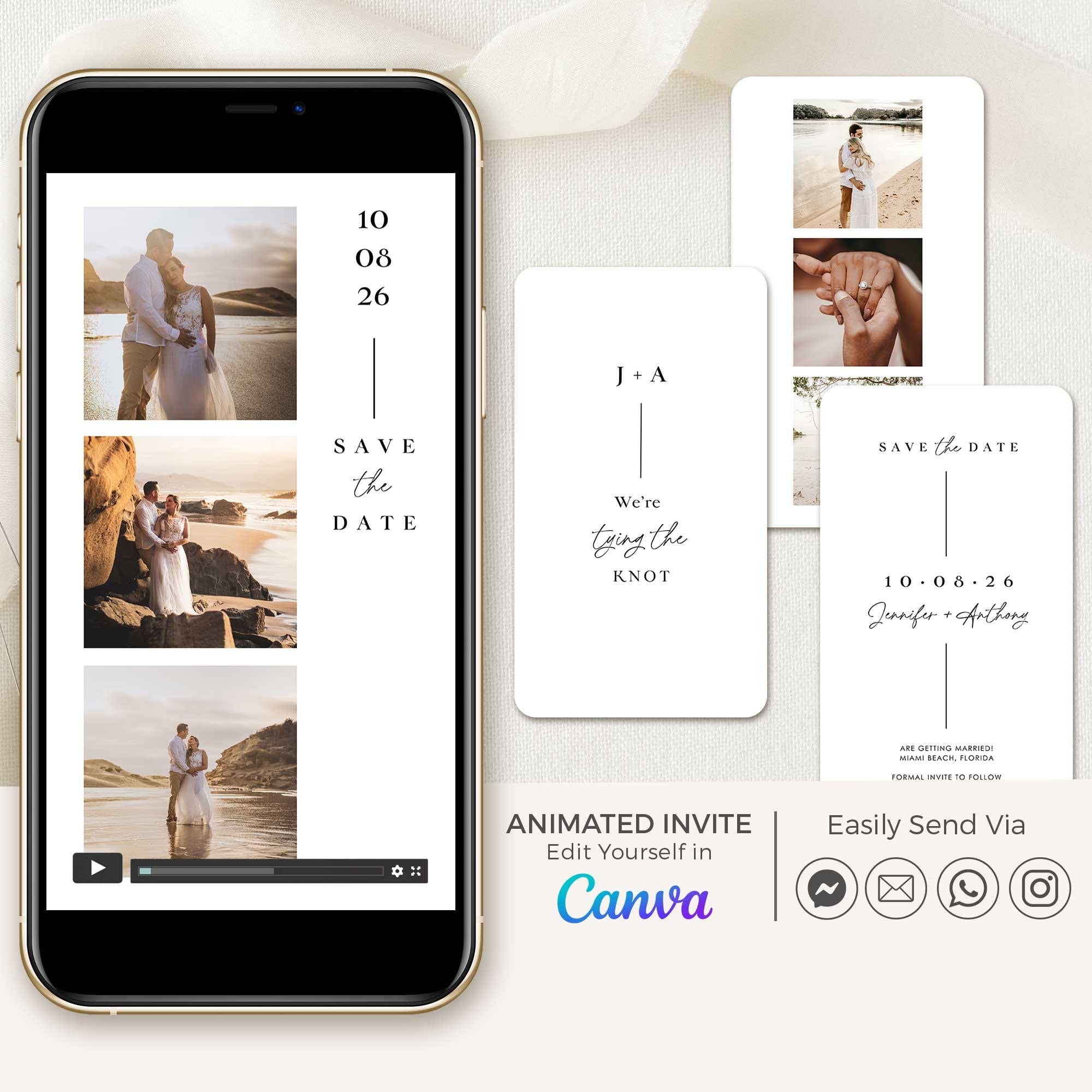 LAURA White Animated Save the Date Video Template