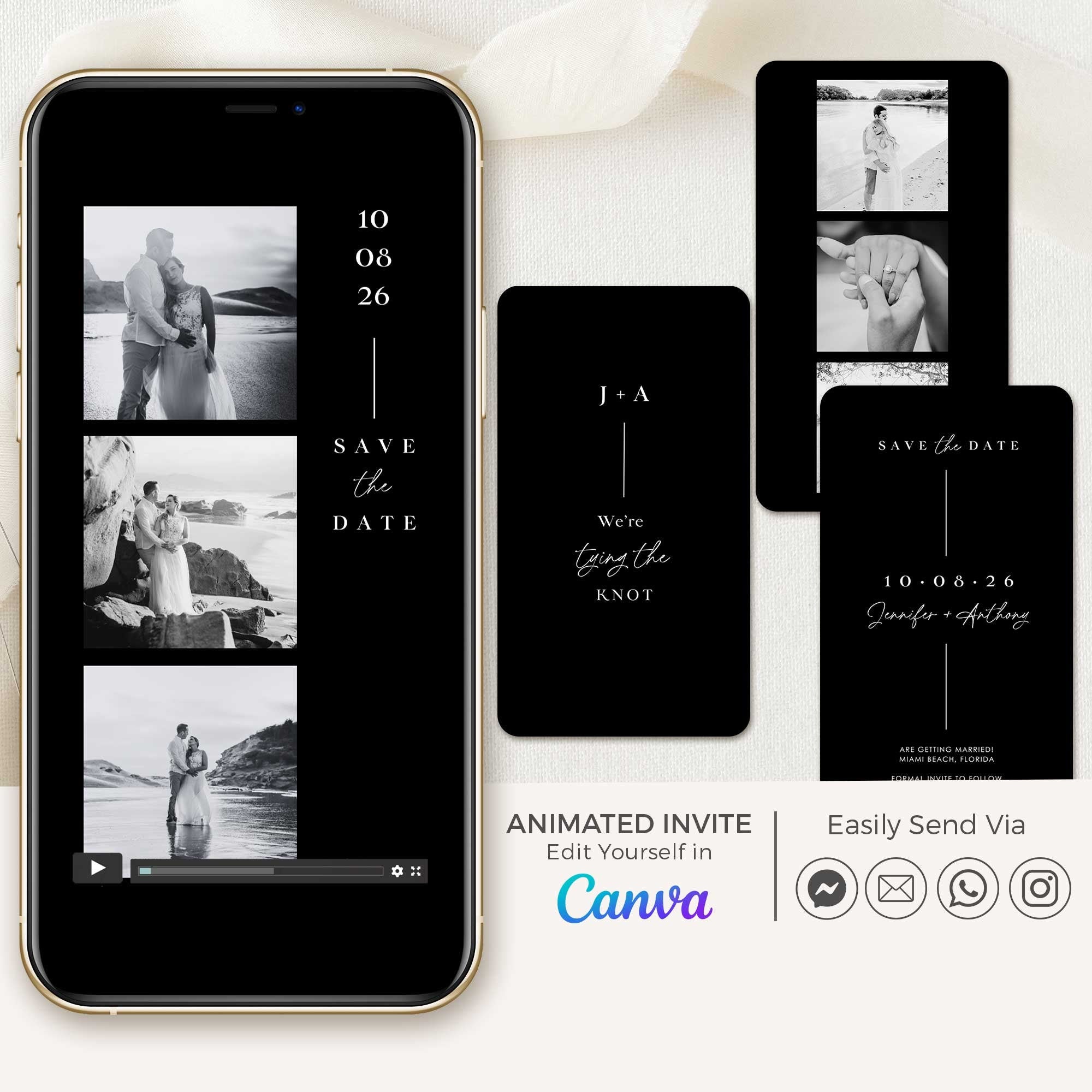 LAURA Black Animated Save the Date Video Template
