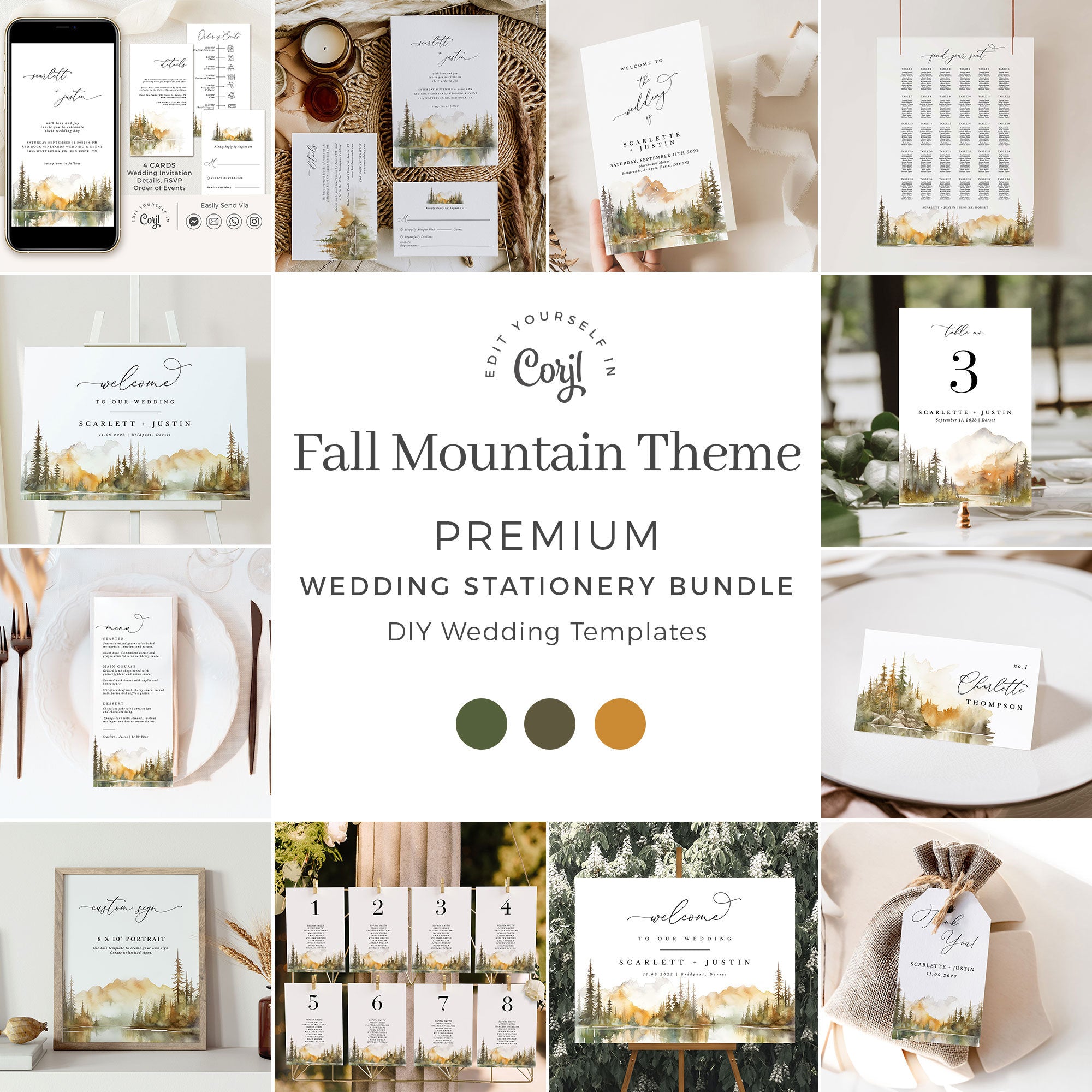 ARNA Fall Mountain Wedding Stationery Bundle