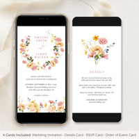 JUNE watercolor Flower Wedding Invitation Set Digital