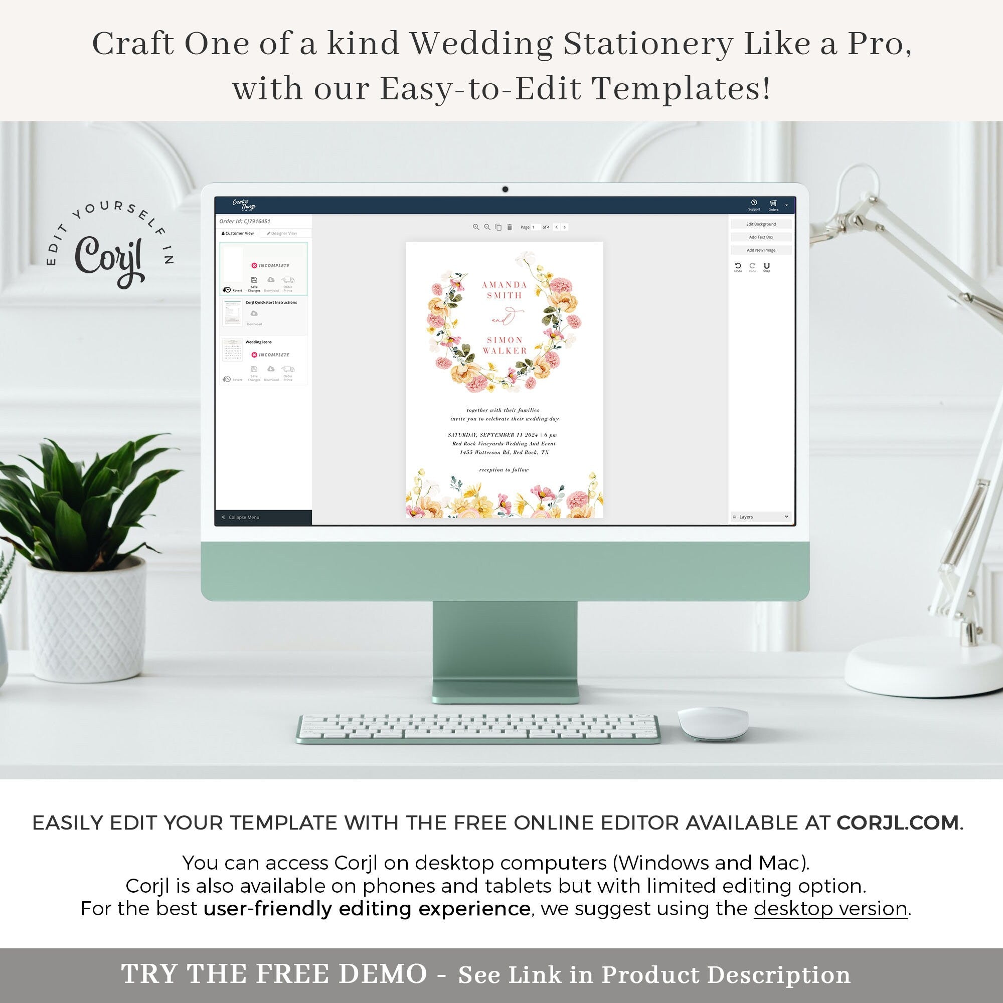 JUNE Wildflower Wedding Invitation Template