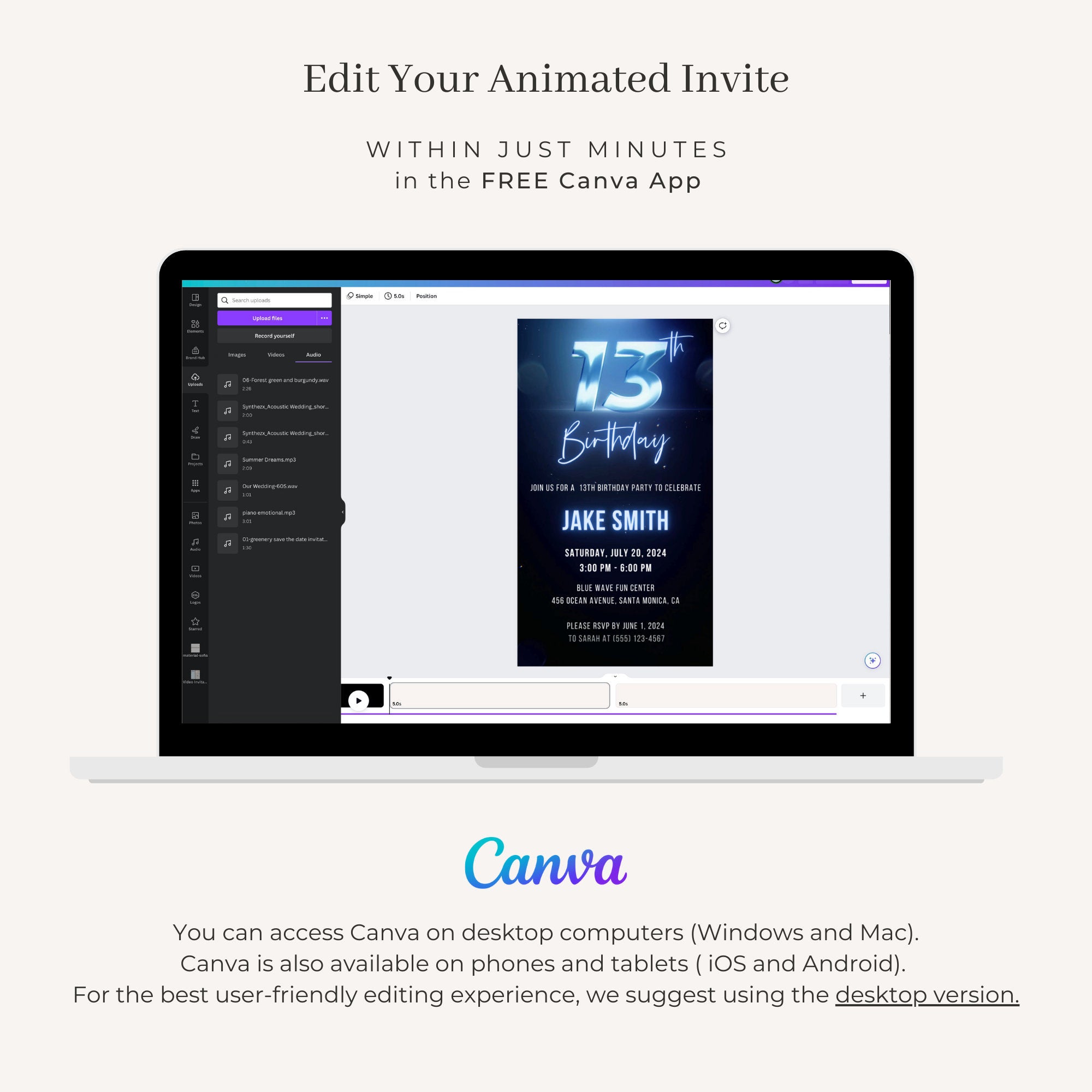 GLEAM 13th Birthday Invitation Video – Creative Things Studio
