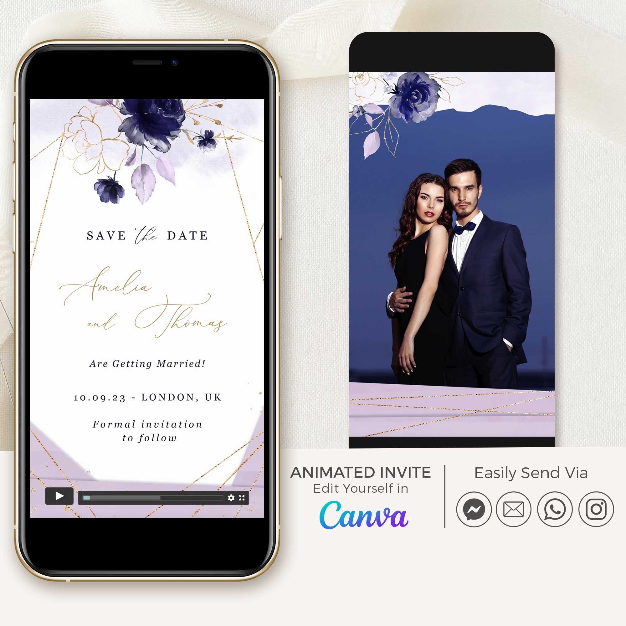VIOLETTA Purple Save the Date Video Template