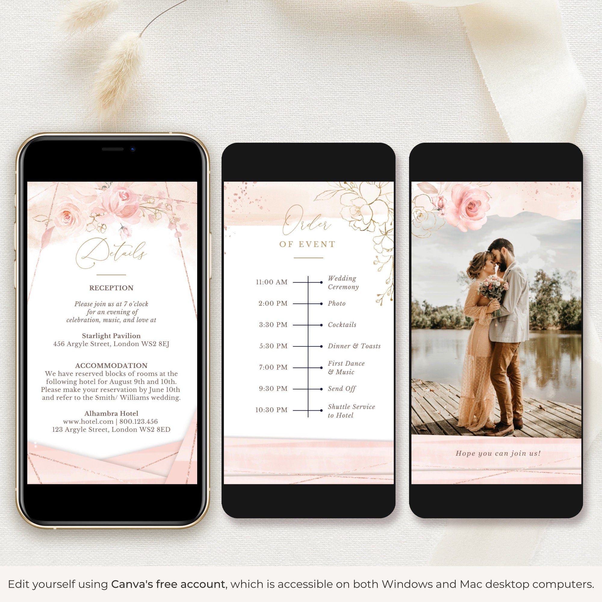 AURORA Rose Gold Animated Wedding Invitation Video Template