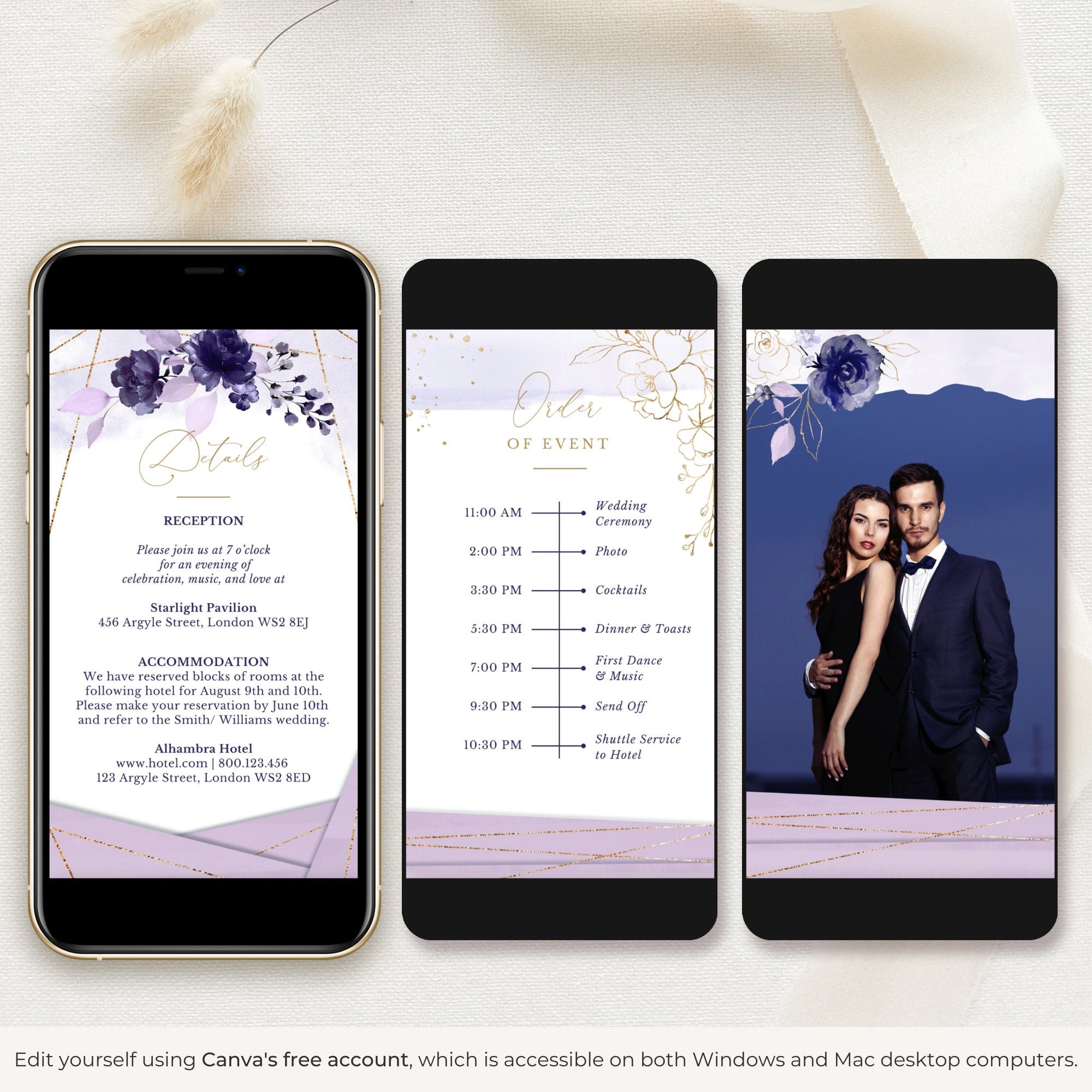 VIOLETTA Purple Wedding Video Invitation Template