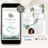 Tropical Boarding Pass Birthday Invitation Video Template