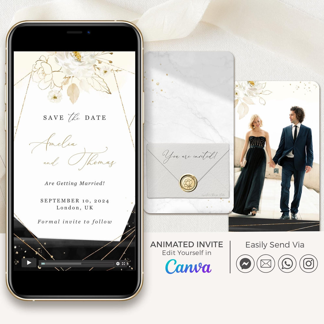 ANTEA Black & Gold Save the Date Video Template