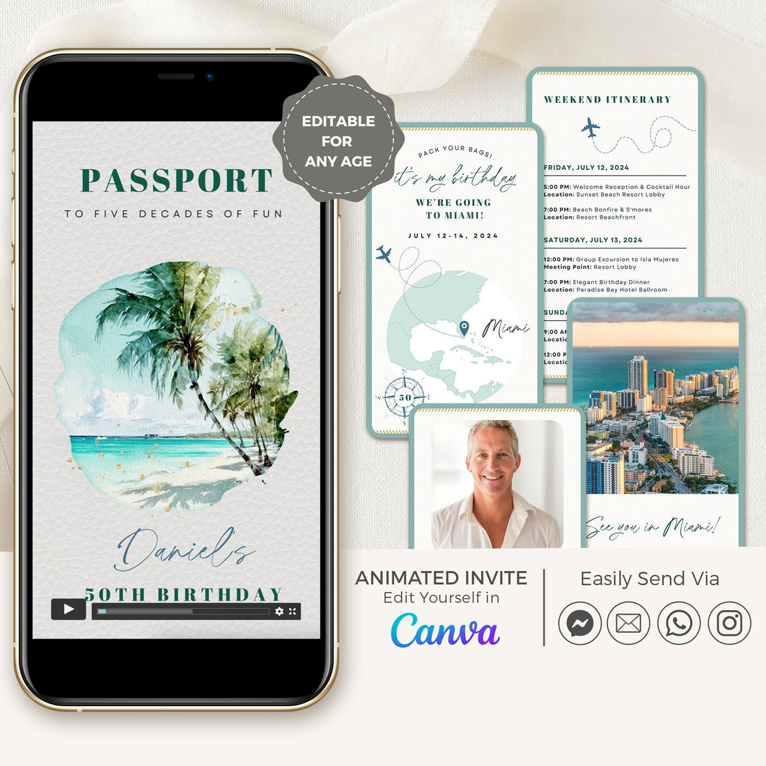 Tropical Passport Birthday Invitation VideoTemplate