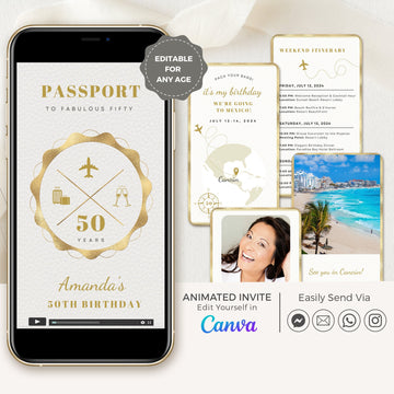 Gold Passport Birthday Invitation Video Template