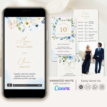 AZZURRA Dusty Blue Wedding Invitation Video Template