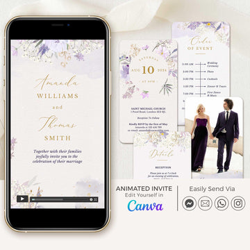 IRIS Purple Wedding Invitation Video Template