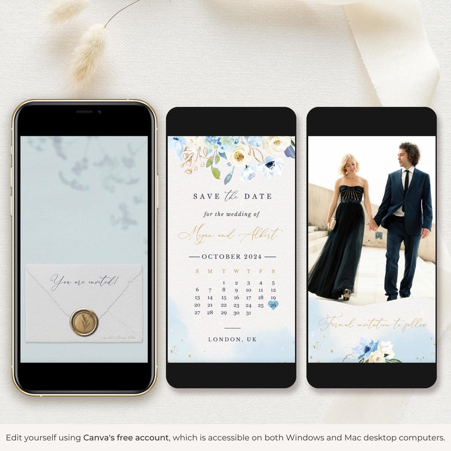 AZZURRA Dusty Blue Calendar Save the Date Video Template