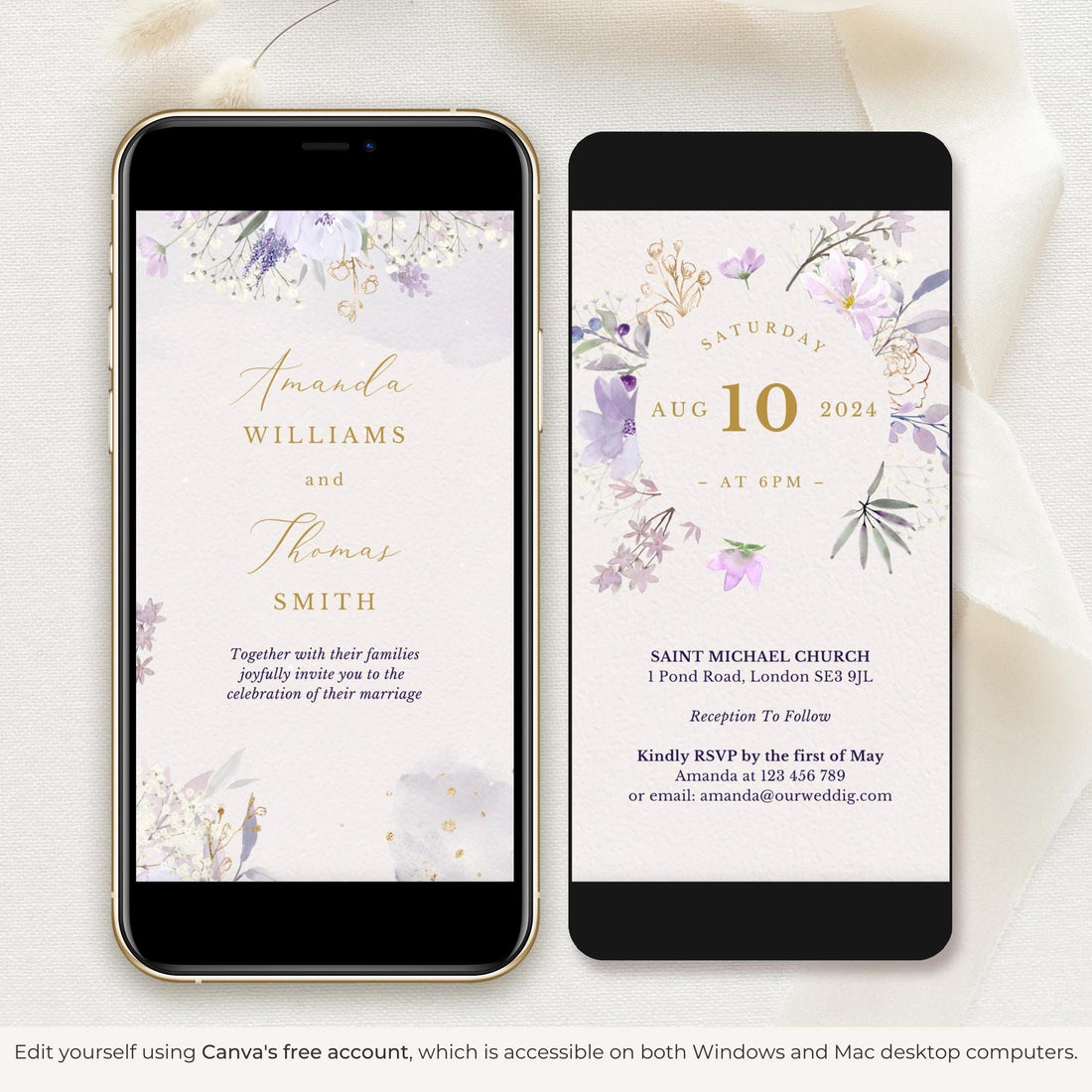 IRIS Purple Wedding Invitation Video Template