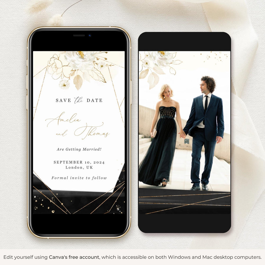 ANTEA Black & Gold Save the Date Video Template