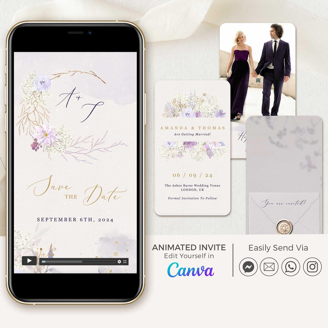 IRIS Purple Save the Date Video Template