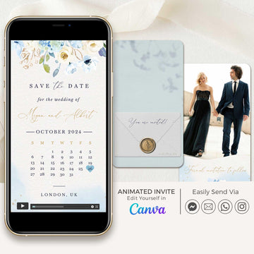 AZZURRA Dusty Blue Calendar Save the Date Video Template