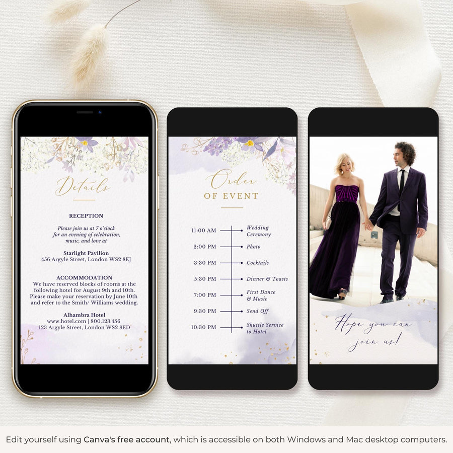 IRIS Purple Wedding Invitation Video Template