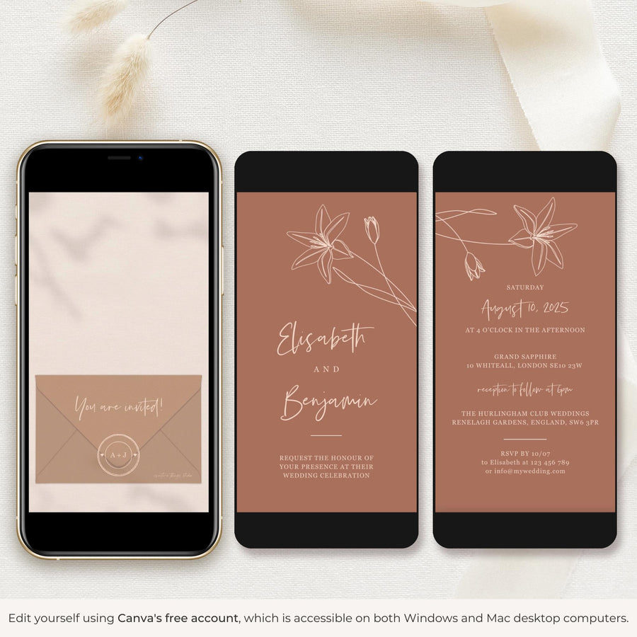 GIGLIOLA Terracotta Wedding Invitation Video Template