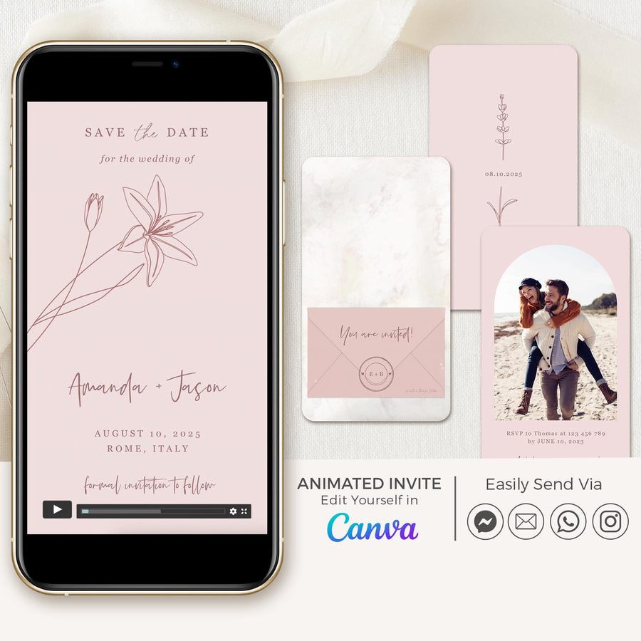 GIGLIOLA Pink Save the Date Video Template