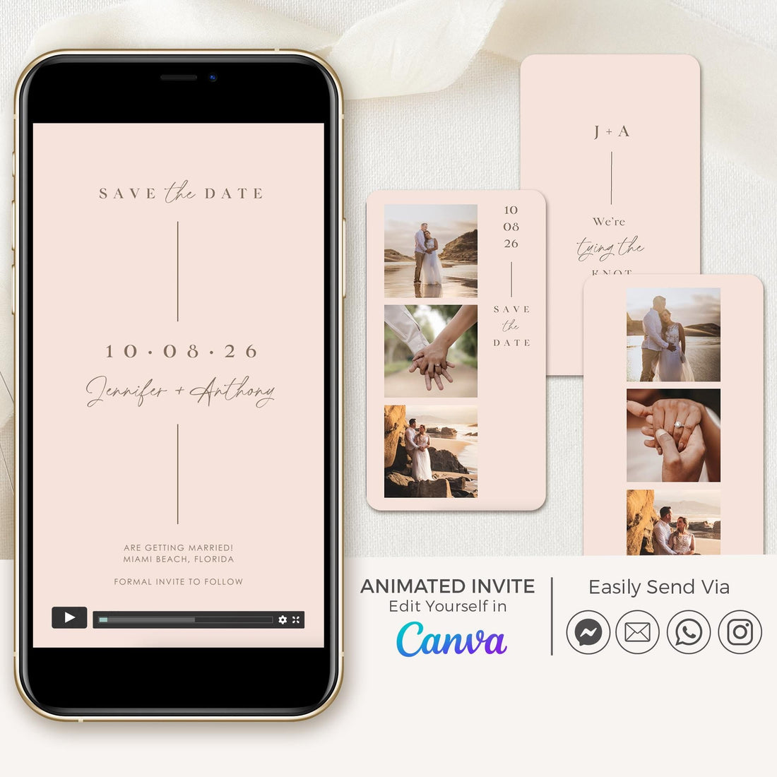 LAURA Blush Pink Save the Date Video Template