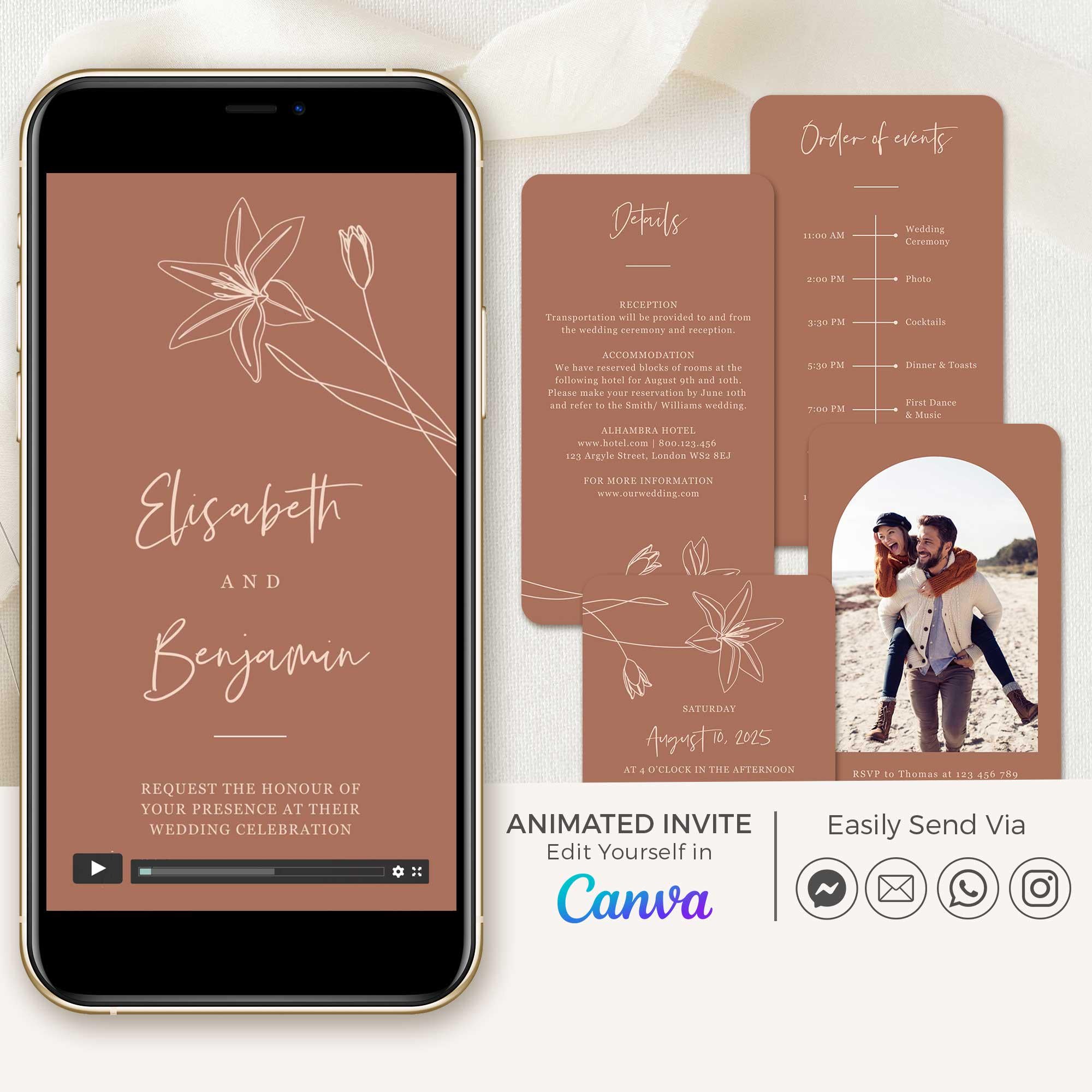 GIGLIOLA Terracotta Wedding Invitation Video Template