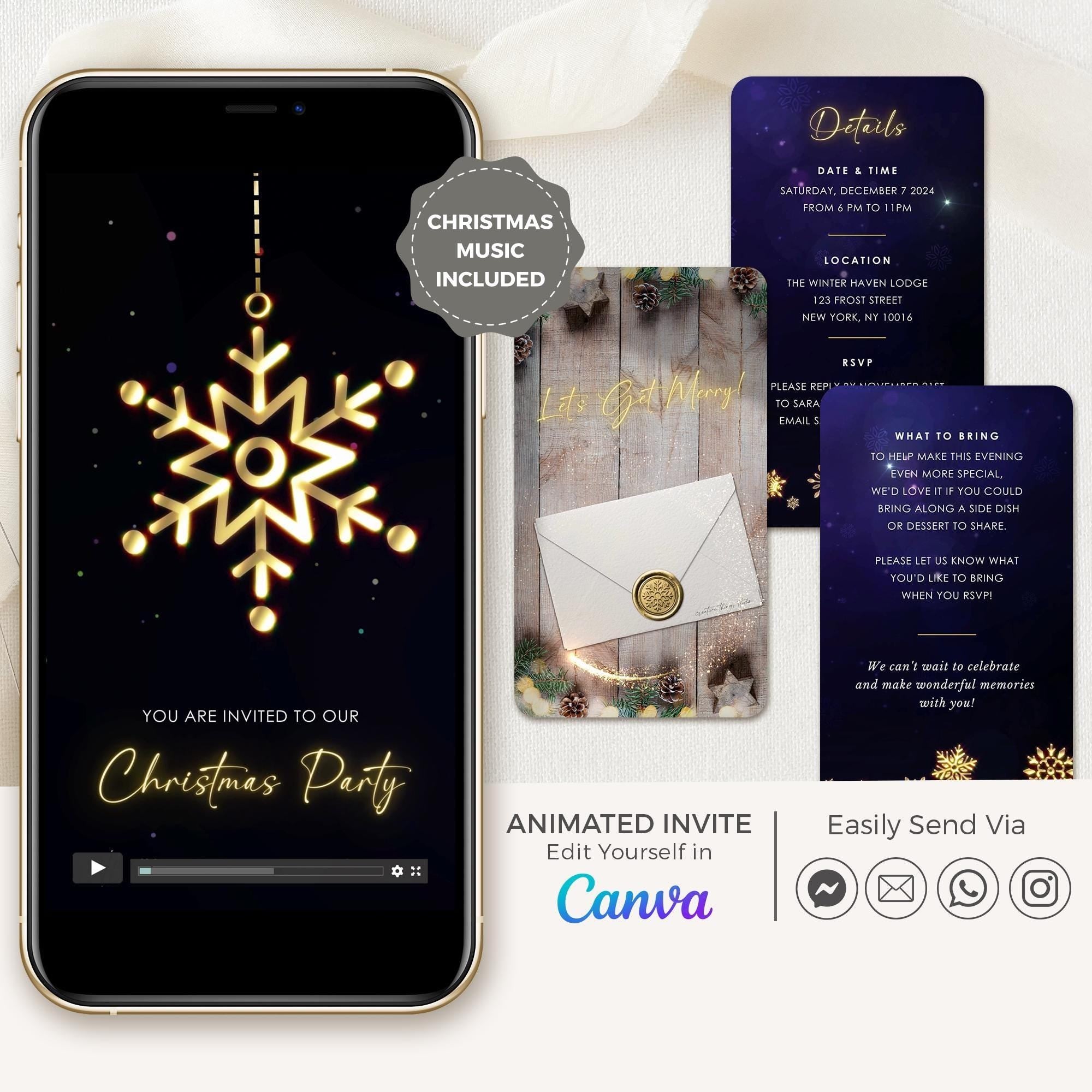 Animated Christmas Party Invitations Template – Creative Things Studio