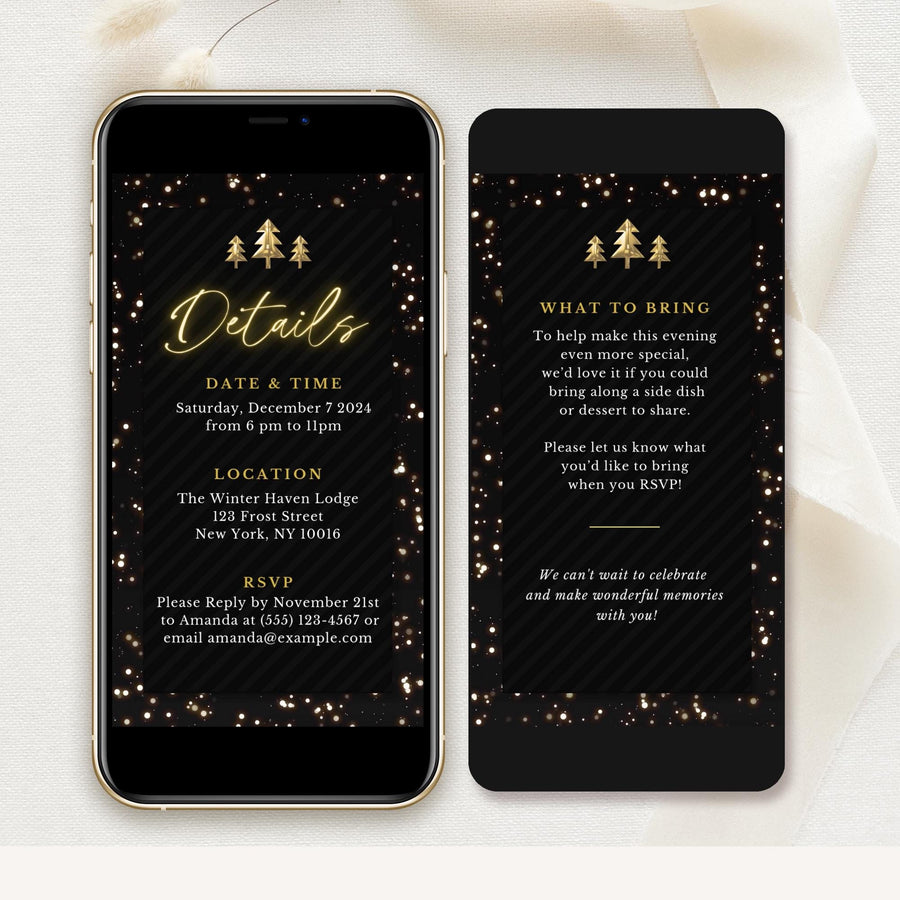 Christmas Tree Invitation Animated - Black