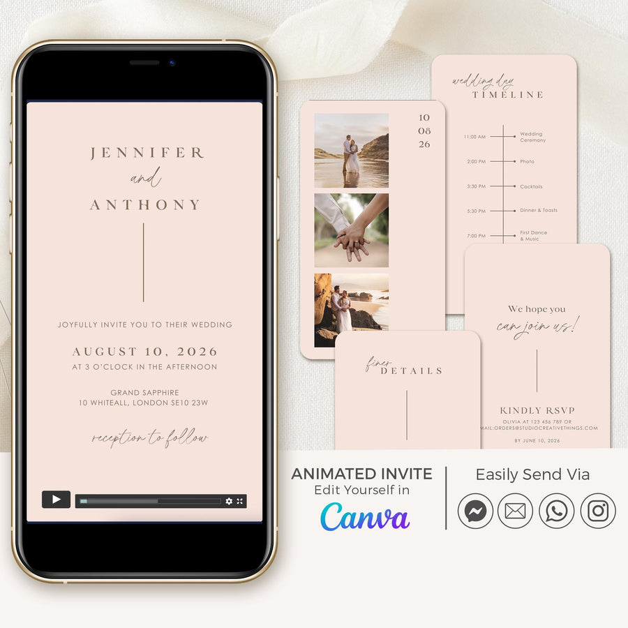 LAURA Blush Pink Wedding Invitation Video Template