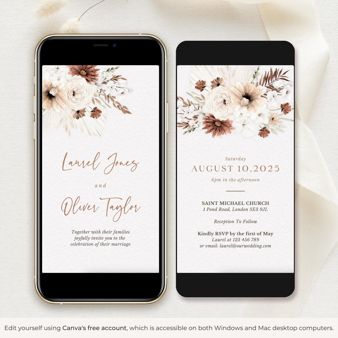 LAUREL Boho Wedding Invitation Video Template