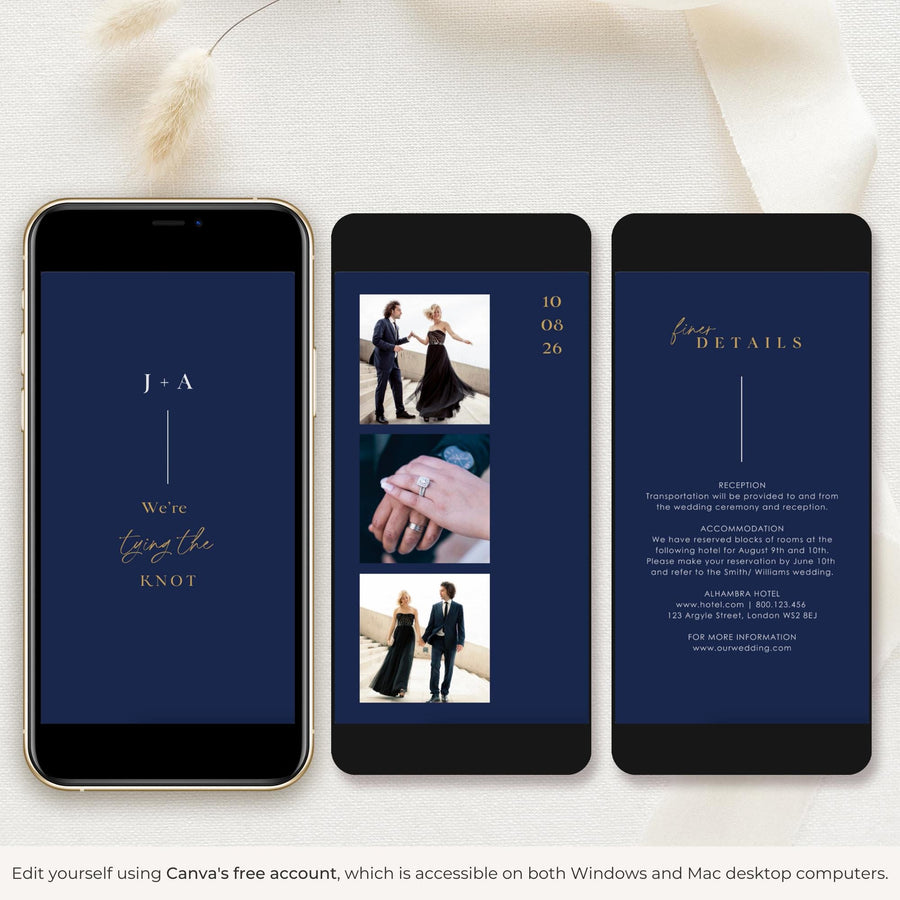 LAURA Navy Wedding Invitation Video Template