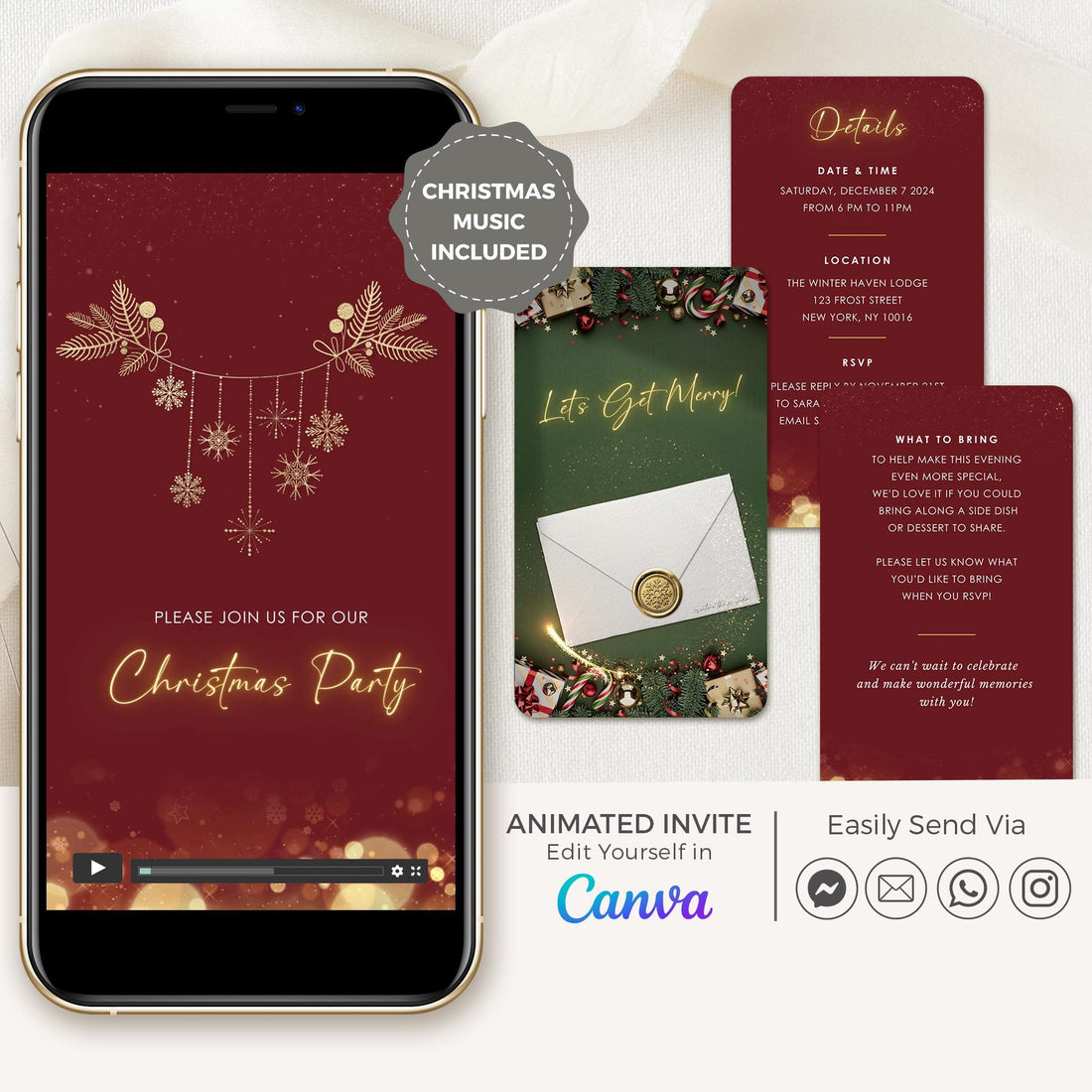 Christmas Holiday Party Invitation Video Template